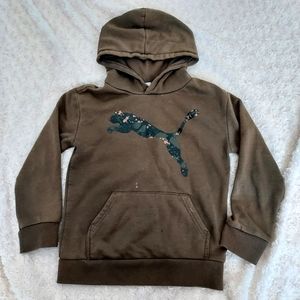 Puma Olive Green Warm Camo hoodie sweatshirt youth 7 Activewear Cool Weather